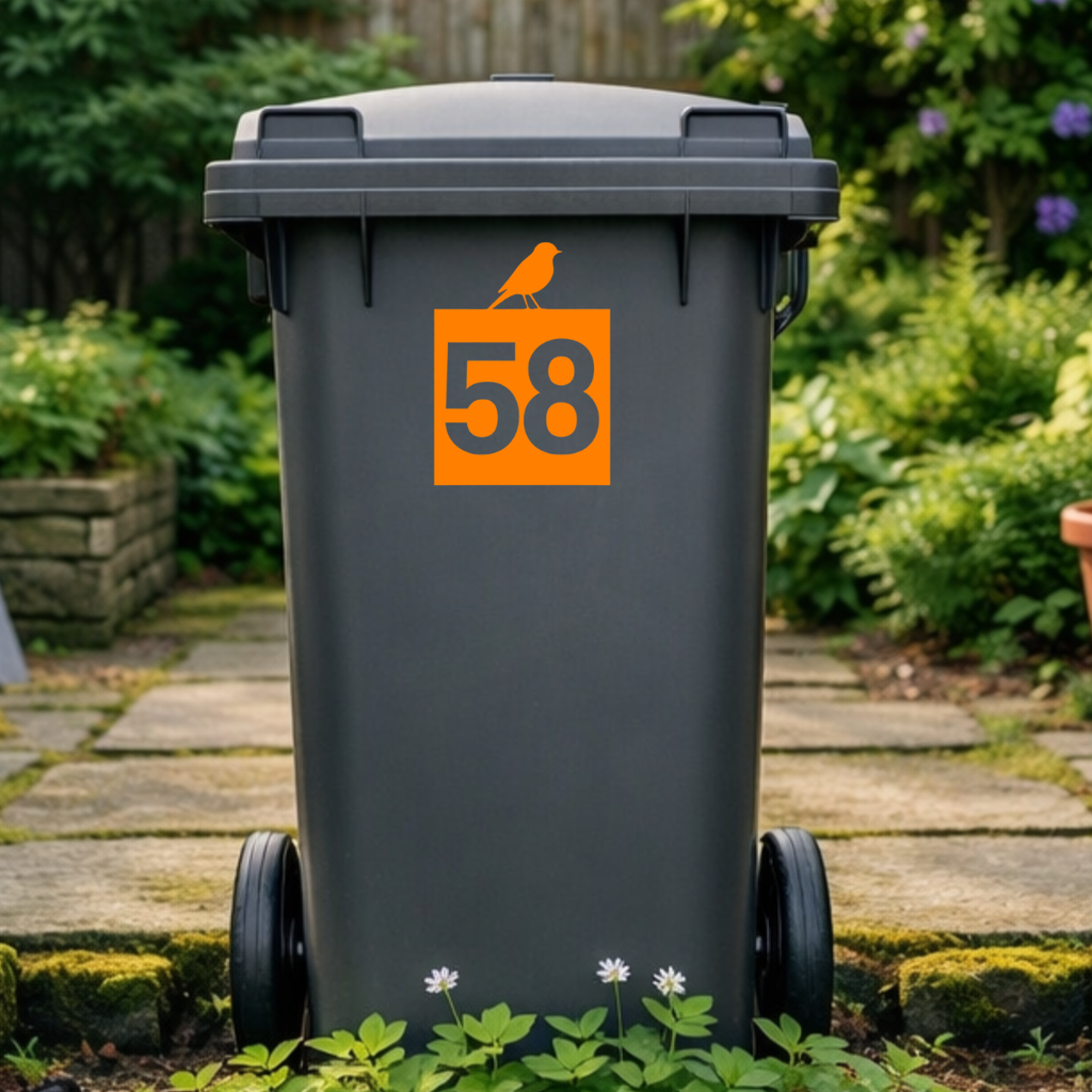 Birdie Square Wheelie Bin Number Stickers