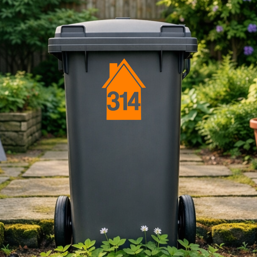 House Shaped Wheelie Bin Number Stickers