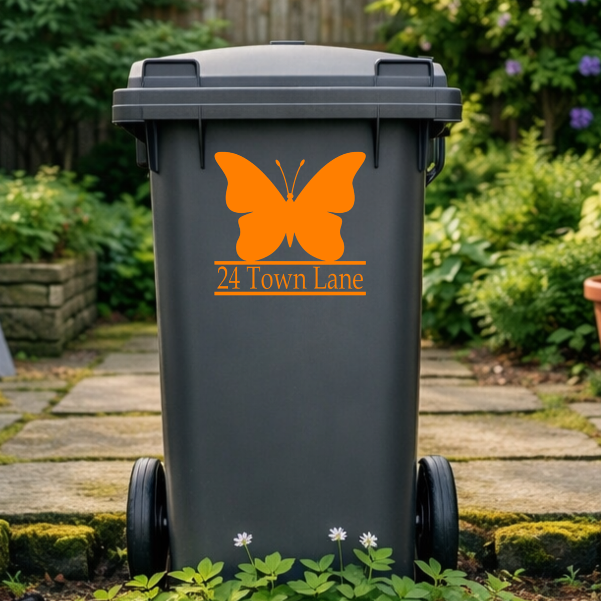 Butterfly Border Line Wheelie Bin Address Stickers