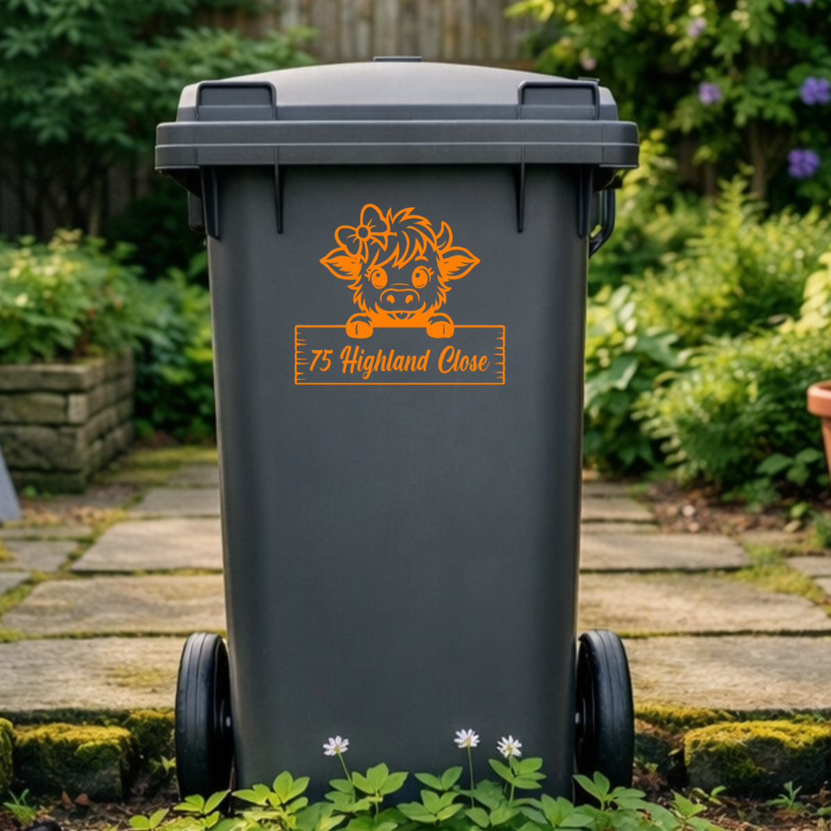 Highland Cow Cutie Wheelie Bin Address Stickers