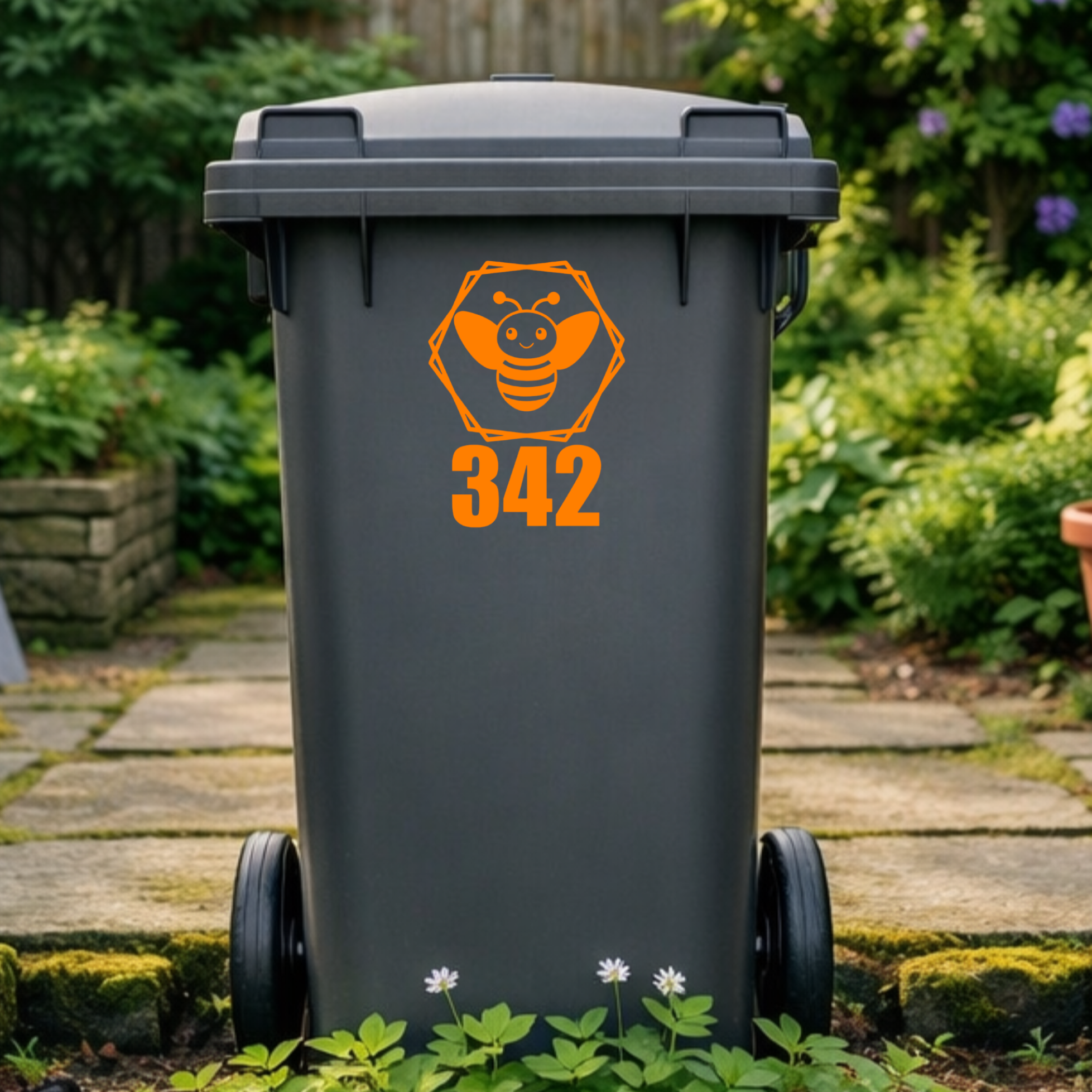Bee Hexagon Wheelie Bin Number Stickers