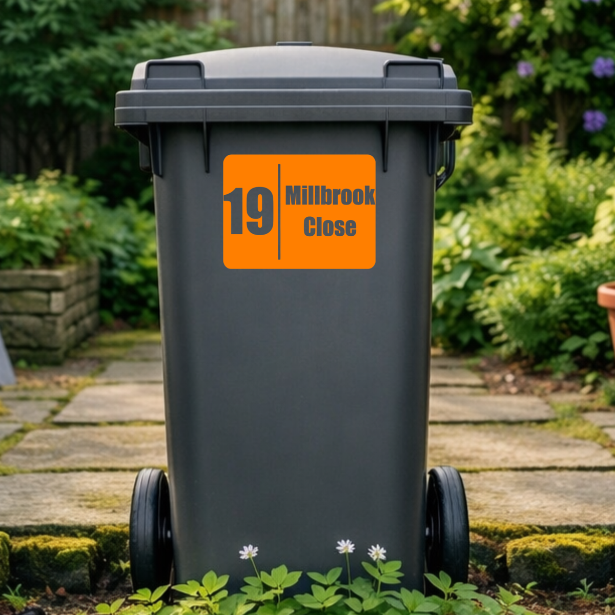 Rectangular Plaque Wheelie Bin Number Address Stickers