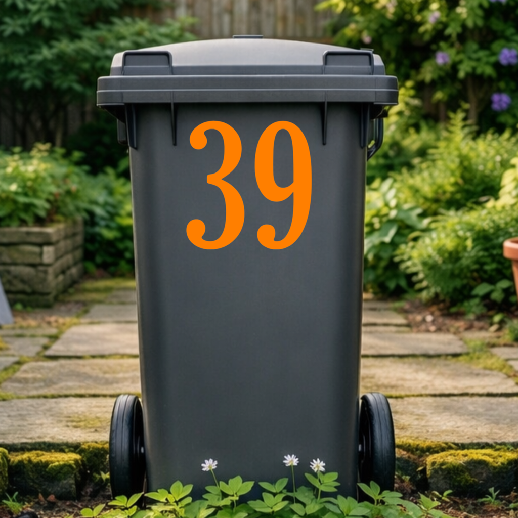 Polished Wheelie Bin Number Stickers
