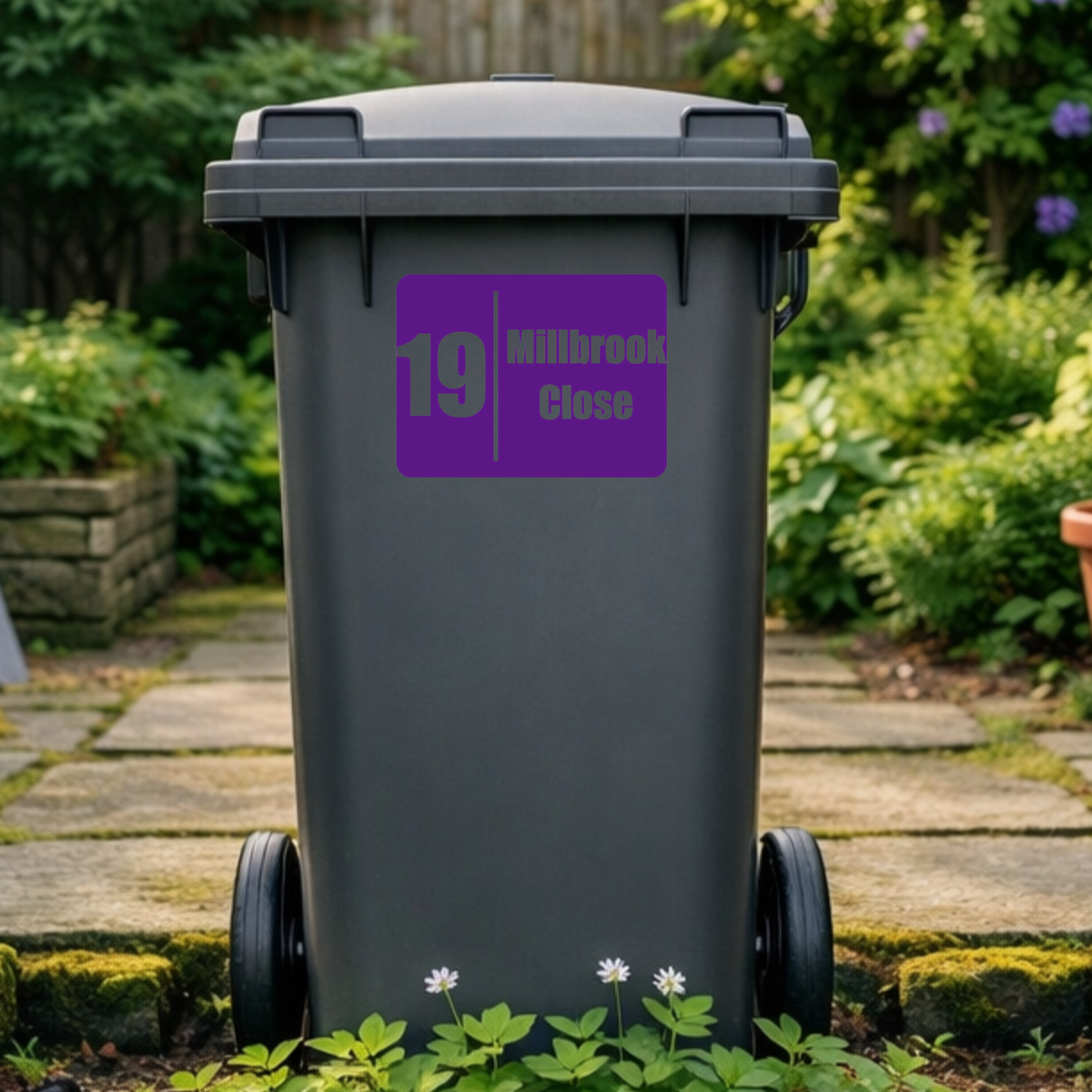 Rectangular Plaque Wheelie Bin Number Address Stickers