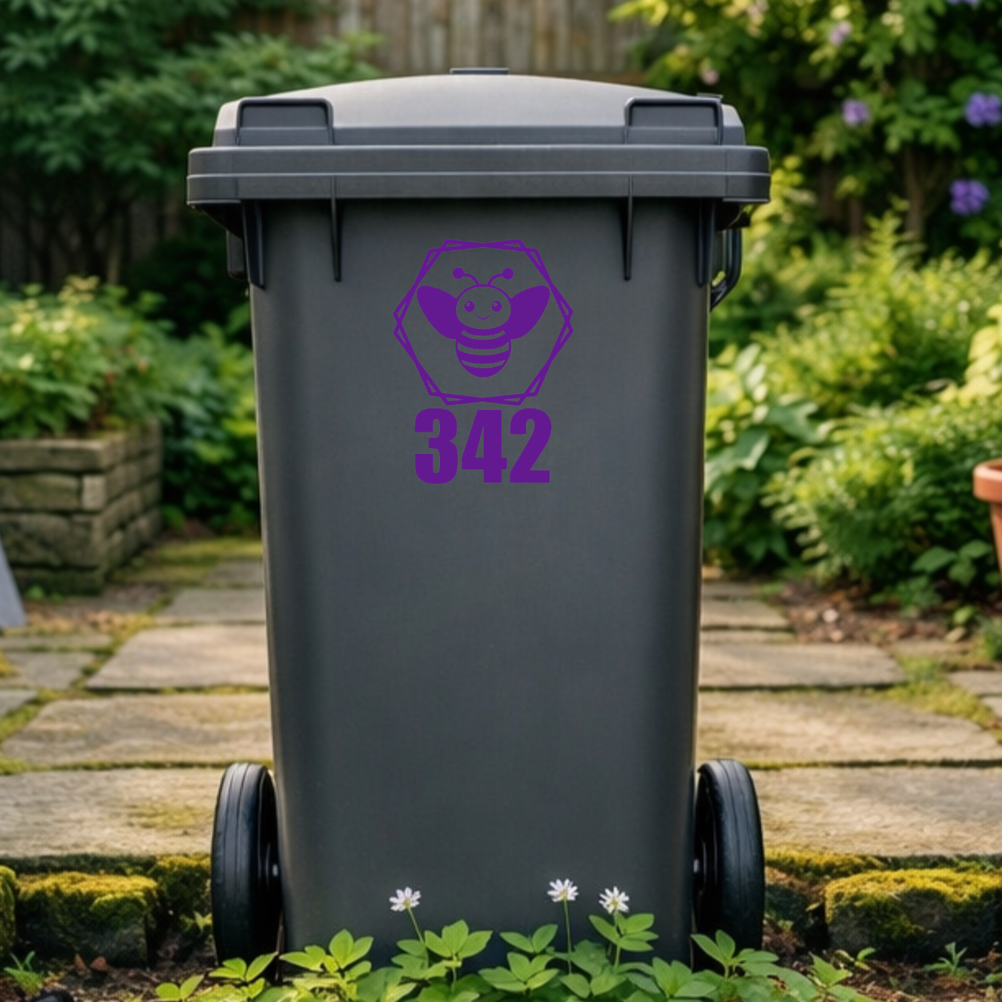 Bee Hexagon Wheelie Bin Number Stickers