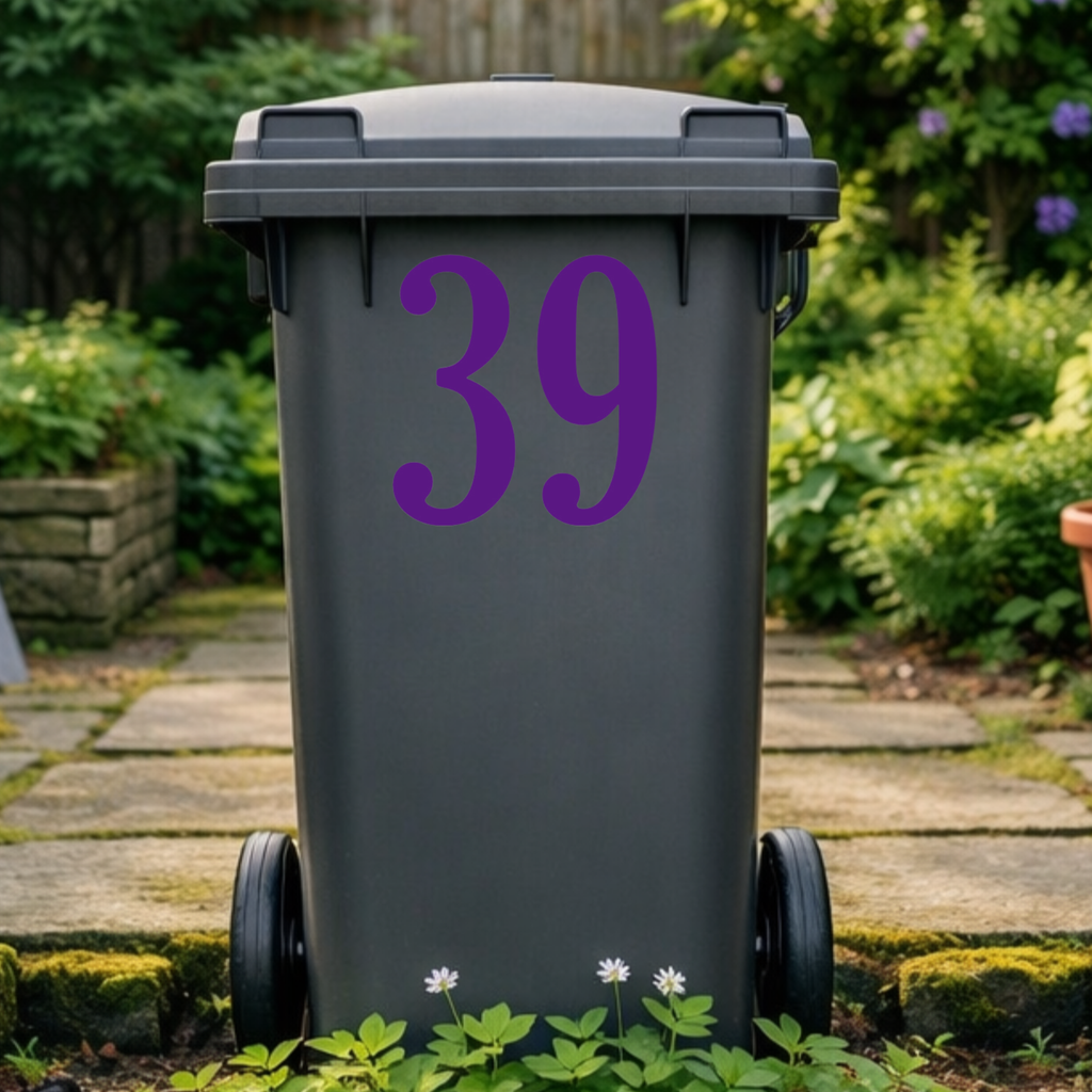 Polished Wheelie Bin Number Stickers