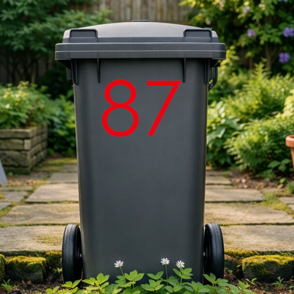 Gothic Wheelie Bin Number Stickers