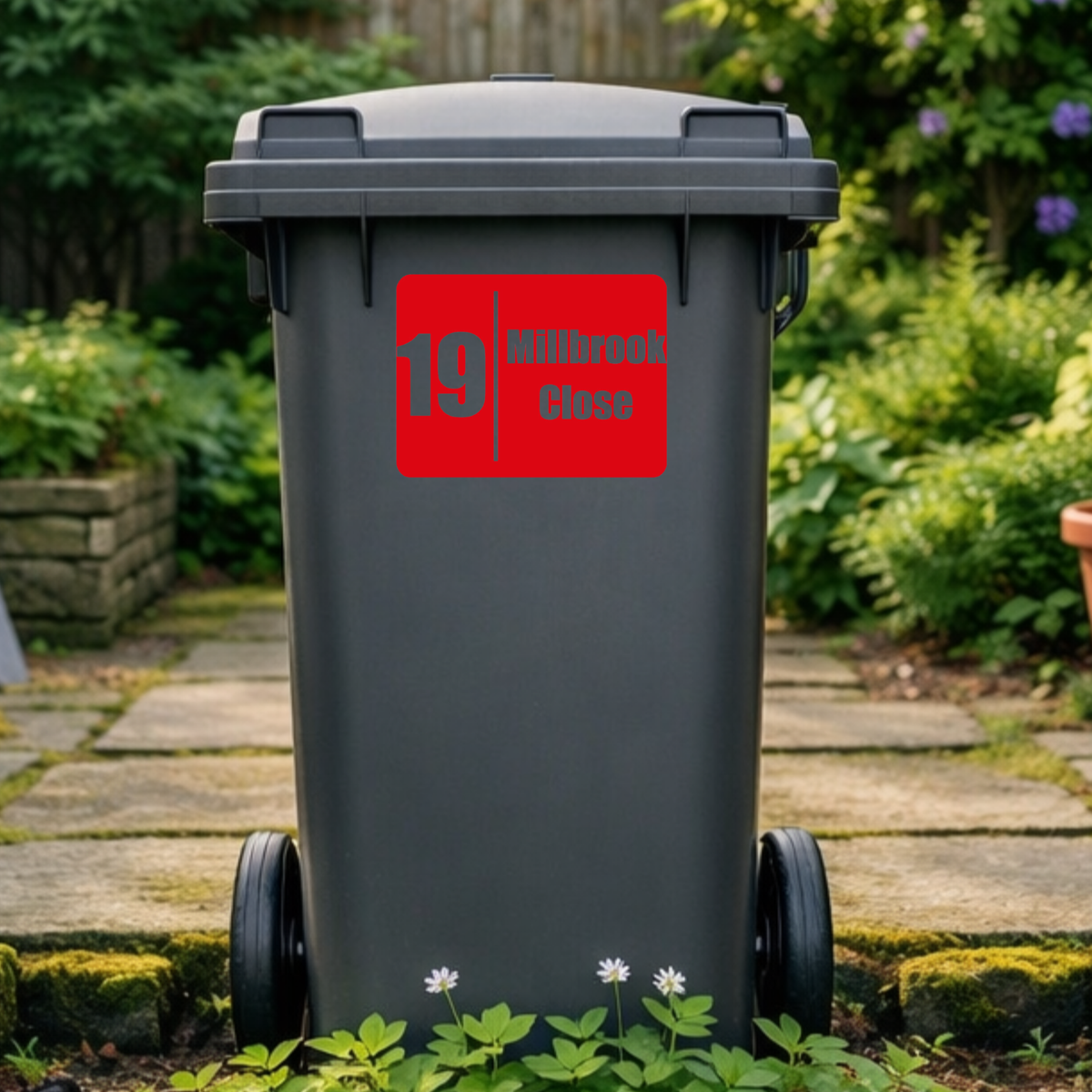 Rectangular Plaque Wheelie Bin Number Address Stickers