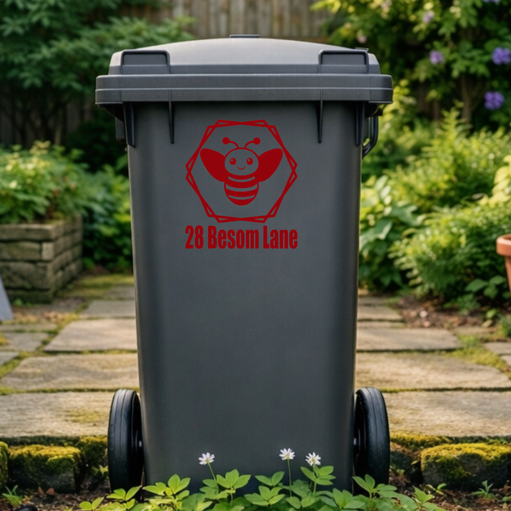 Bee Hexagon Wheelie Bin Address Stickers