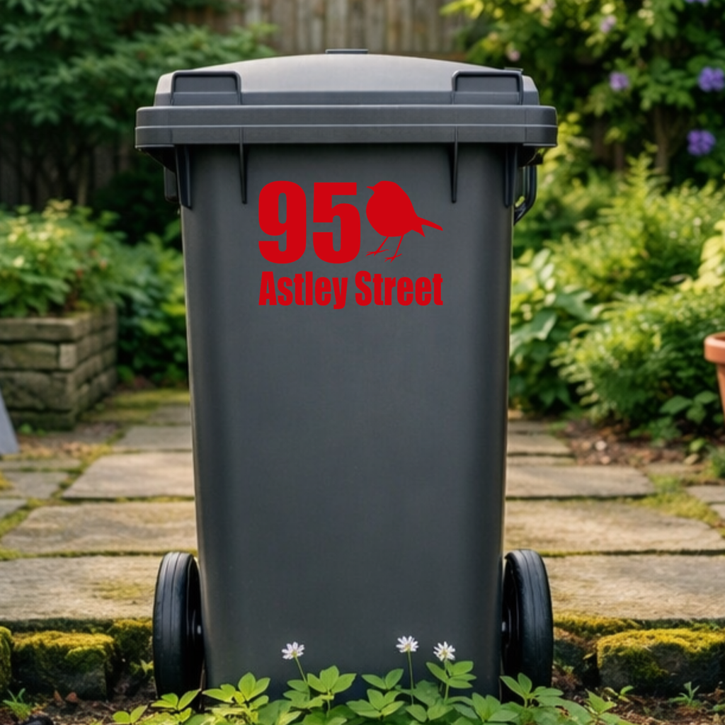 Birdie Border Line Wheelie Bin Address Stickers