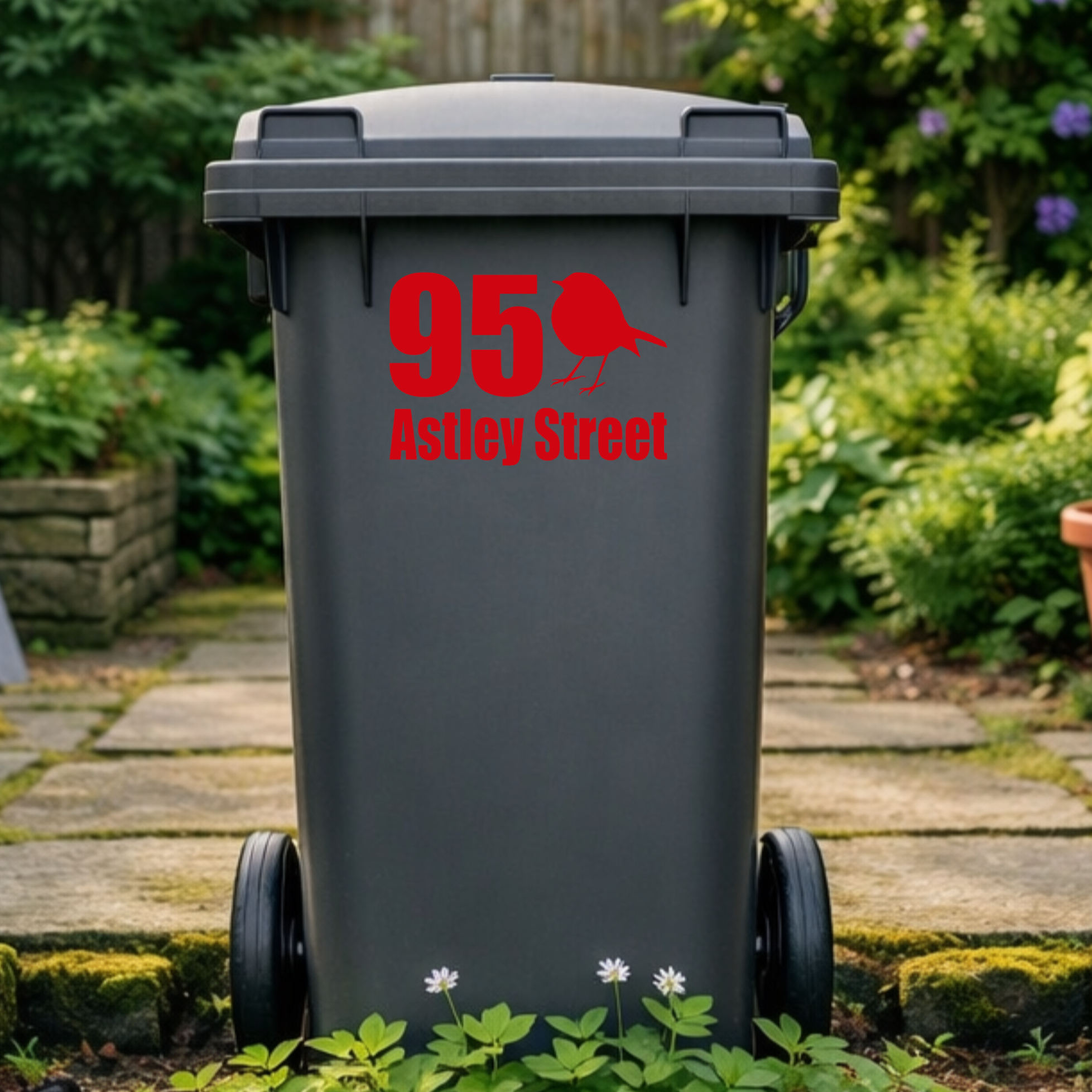 Birdie Border Line Wheelie Bin Address Stickers