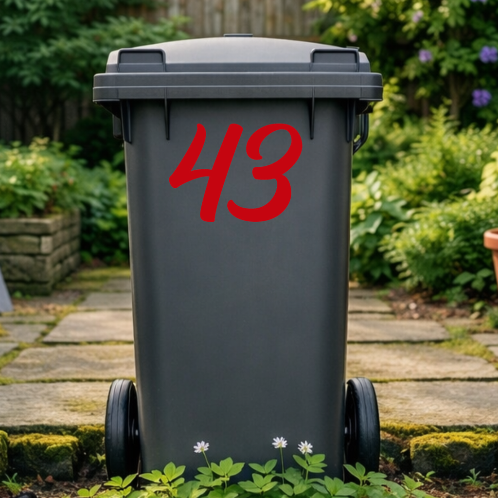 Handwritten Wheelie Bin Number Stickers