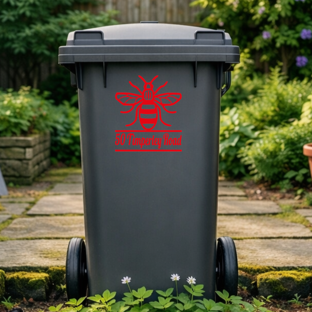 Manchester Bee Wheelie Bin Address Stickers