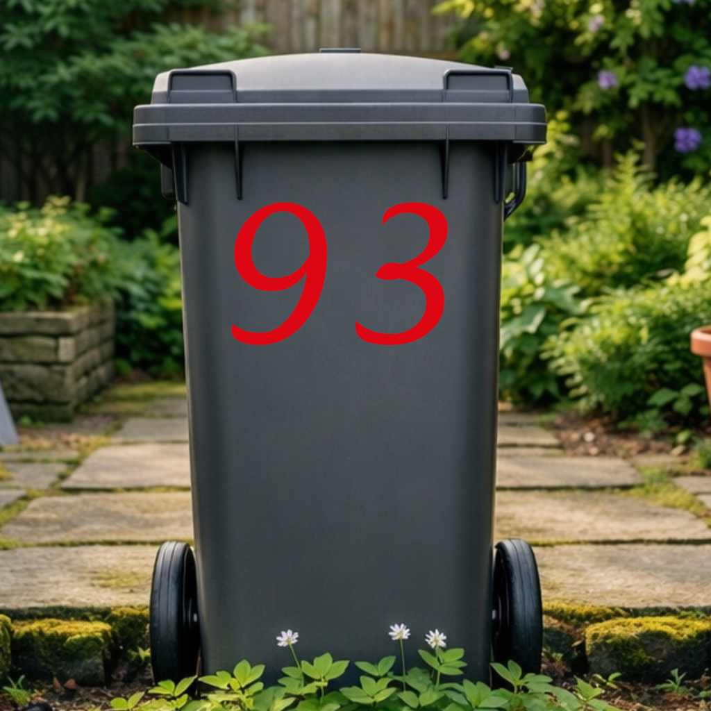 Flowing Wheelie Bin Number Stickers