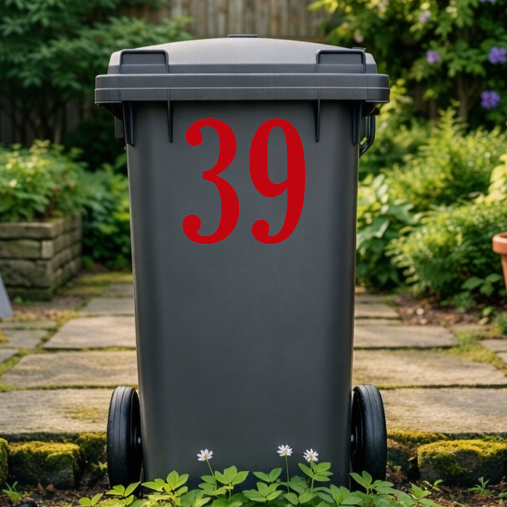 Polished Wheelie Bin Number Stickers