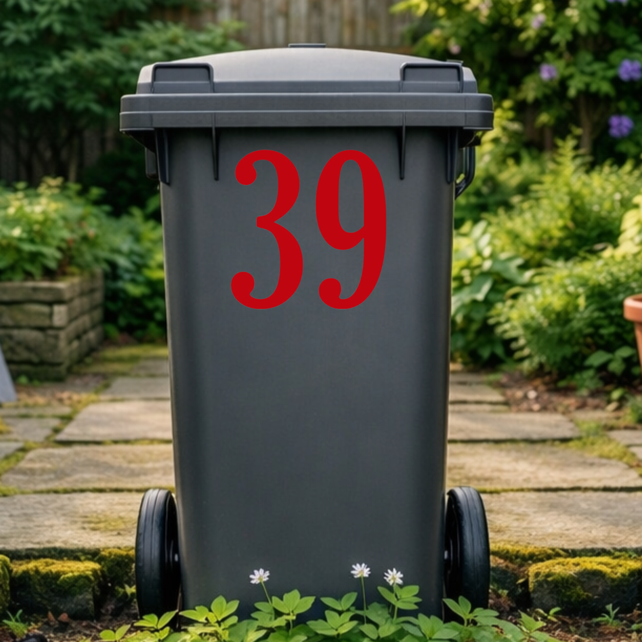 Polished Wheelie Bin Number Stickers