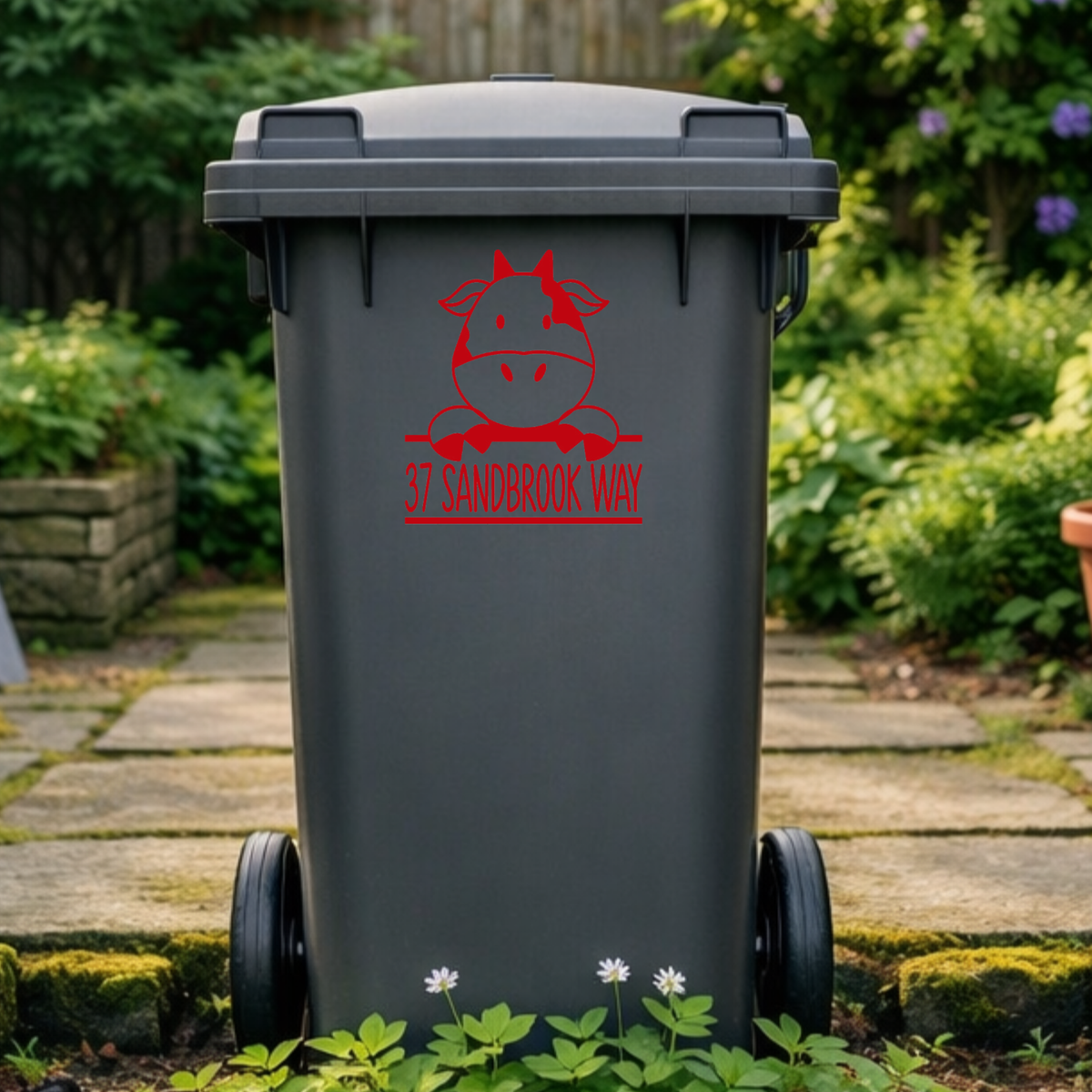 Cute Cow Wheelie Bin Address Stickers