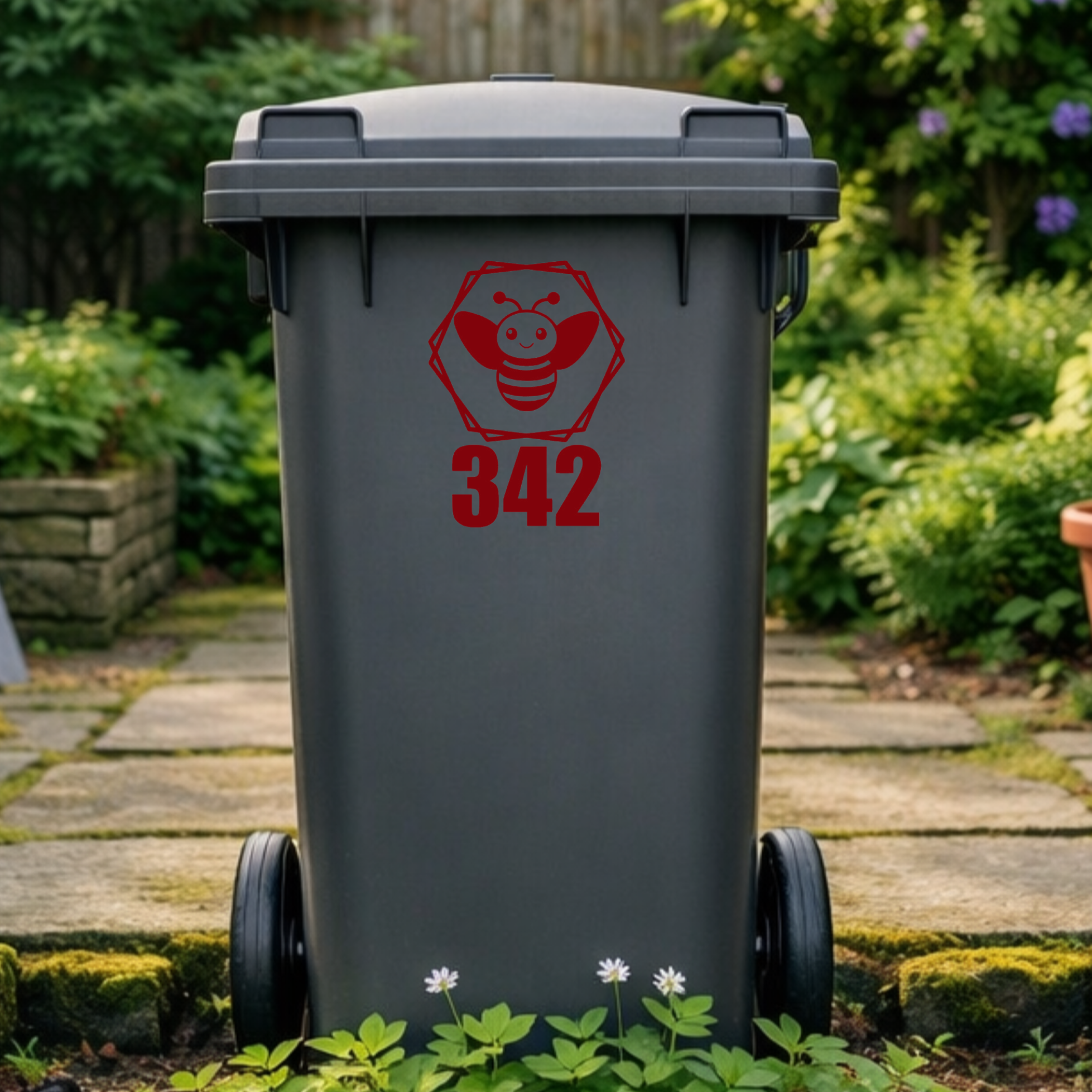 Bee Hexagon Wheelie Bin Number Stickers