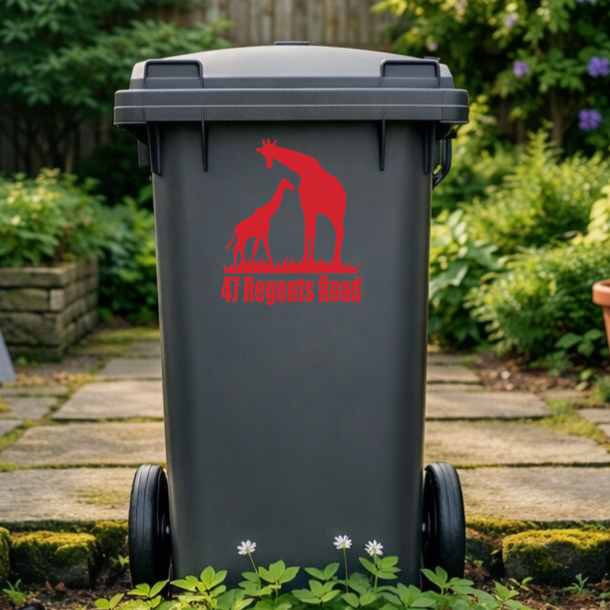 Giraffe Love Wheelie Bin Address Stickers