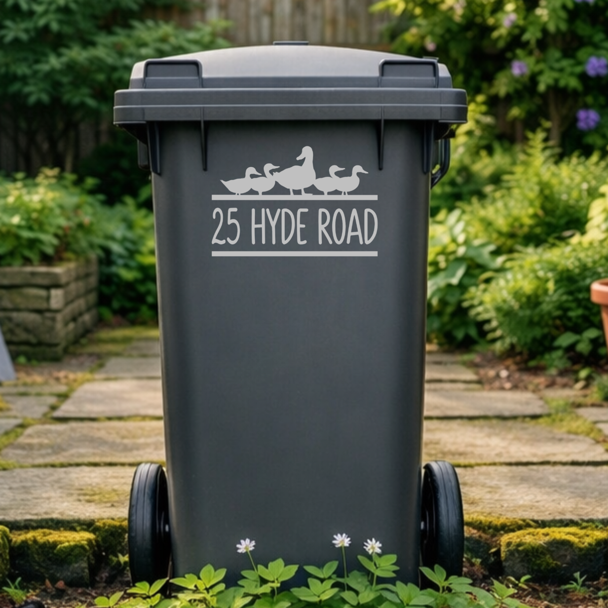 Duck Split Border Wheelie Bin Address Stickers