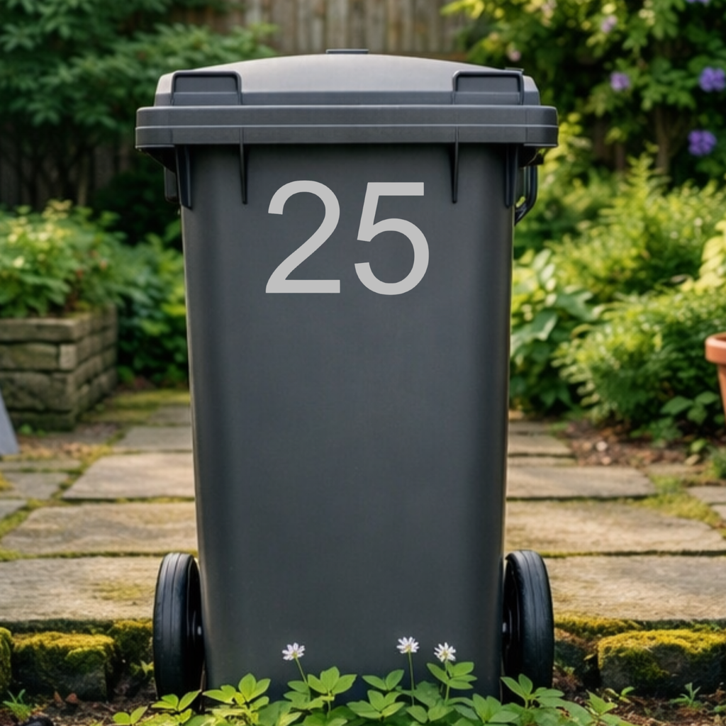 Modern Wheelie Bin Number Stickers