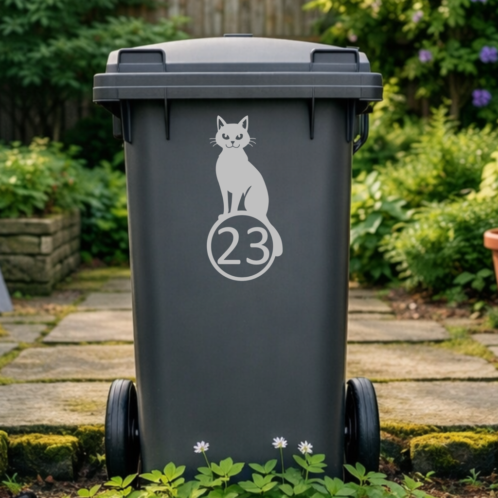 Spooky Cat Wheelie Bin Number Stickers