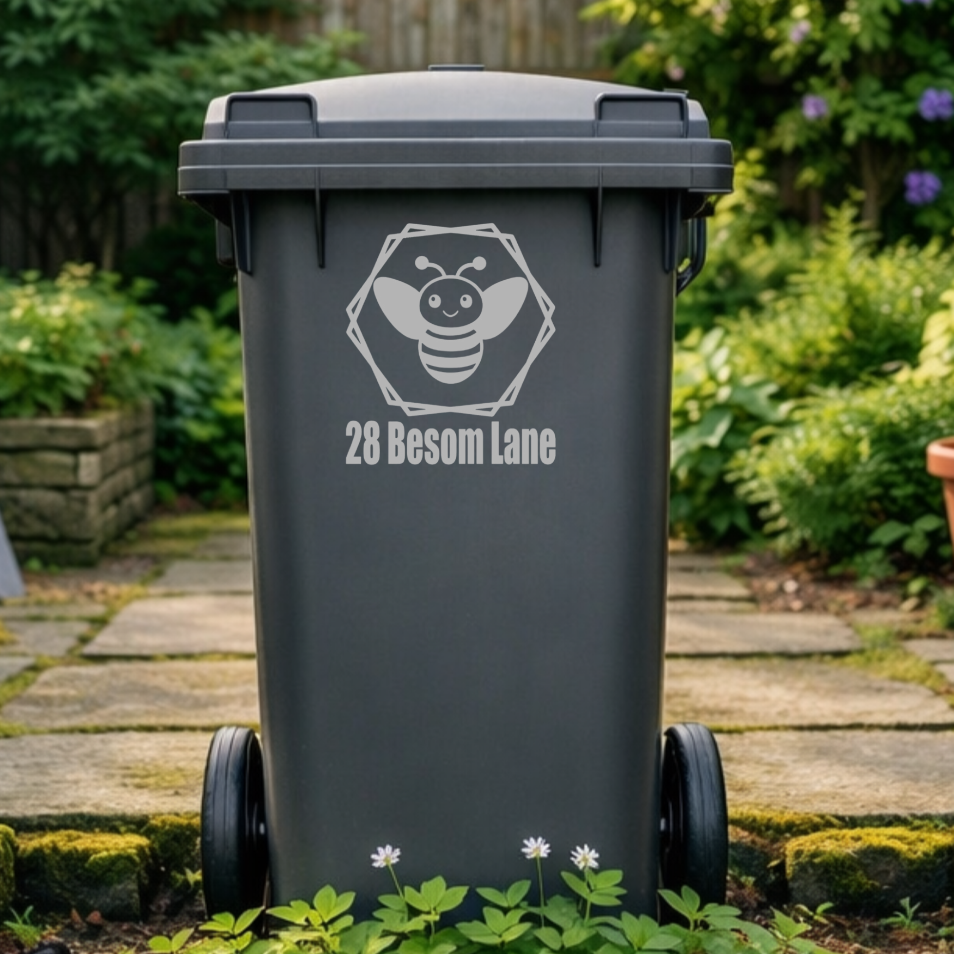 Bee Hexagon Wheelie Bin Address Stickers