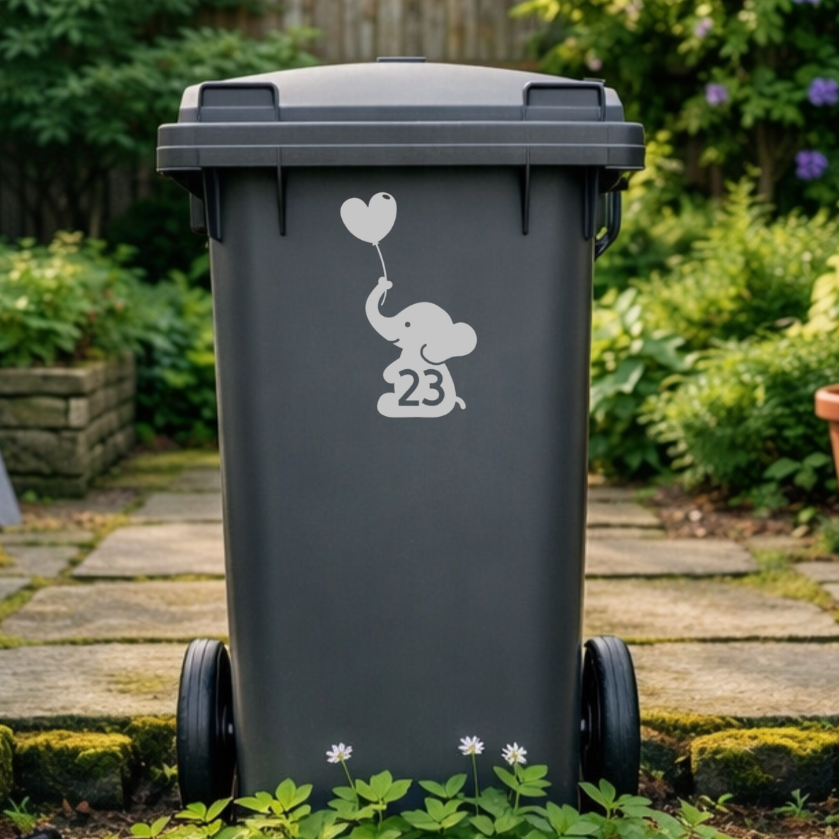 Elephant Balloon Wheelie Bin Number Stickers