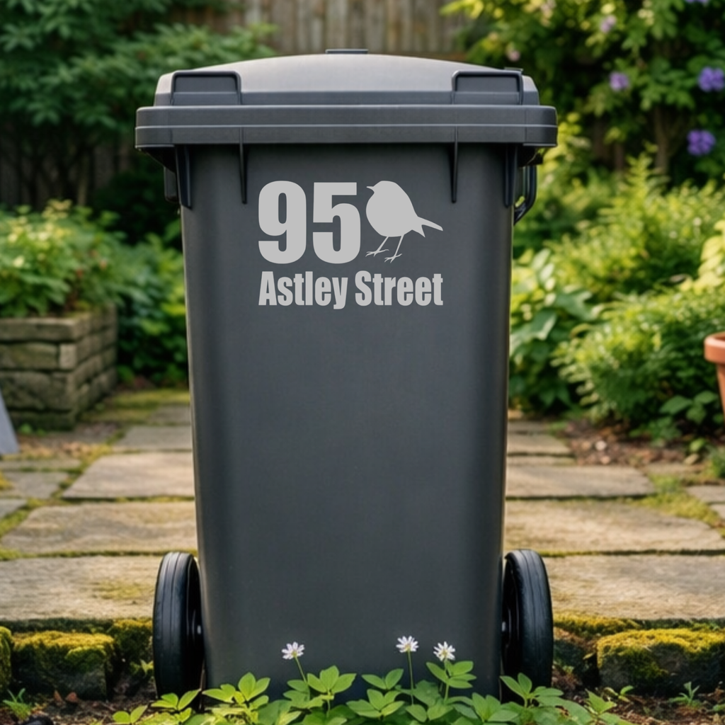 Birdie Border Line Wheelie Bin Address Stickers