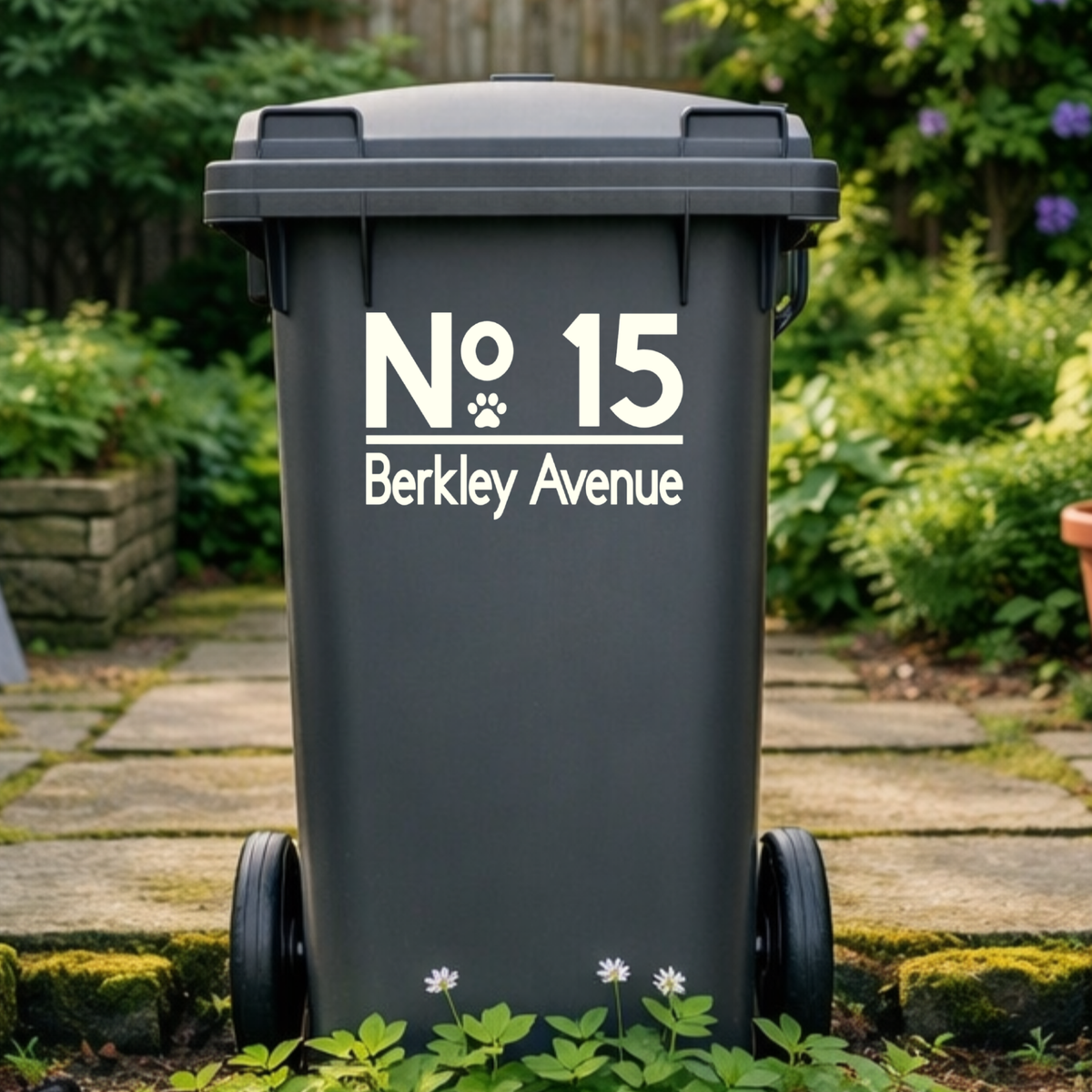 Paw Top Line Border Wheelie Bin Number Address Stickers