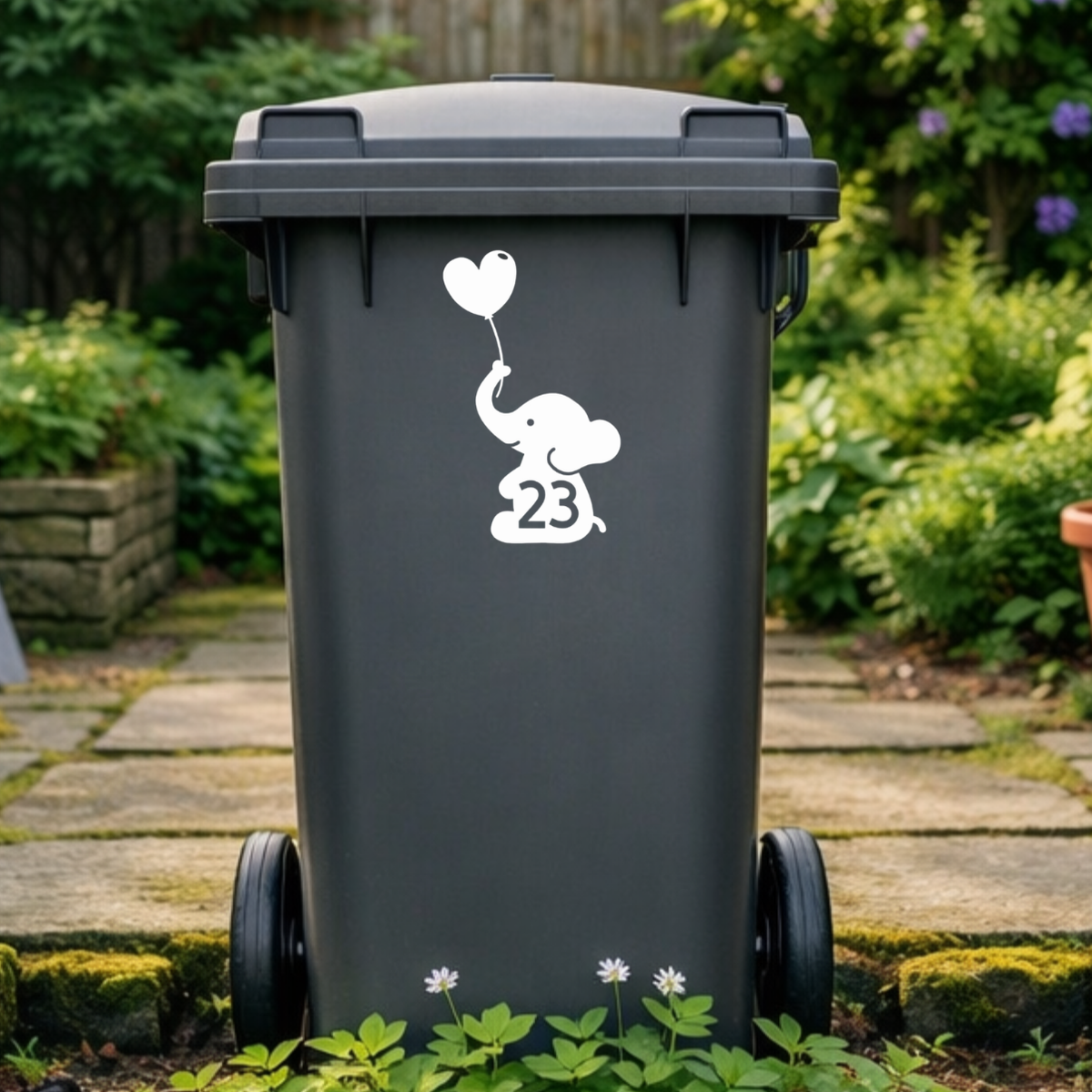 Elephant Balloon Wheelie Bin Number Stickers