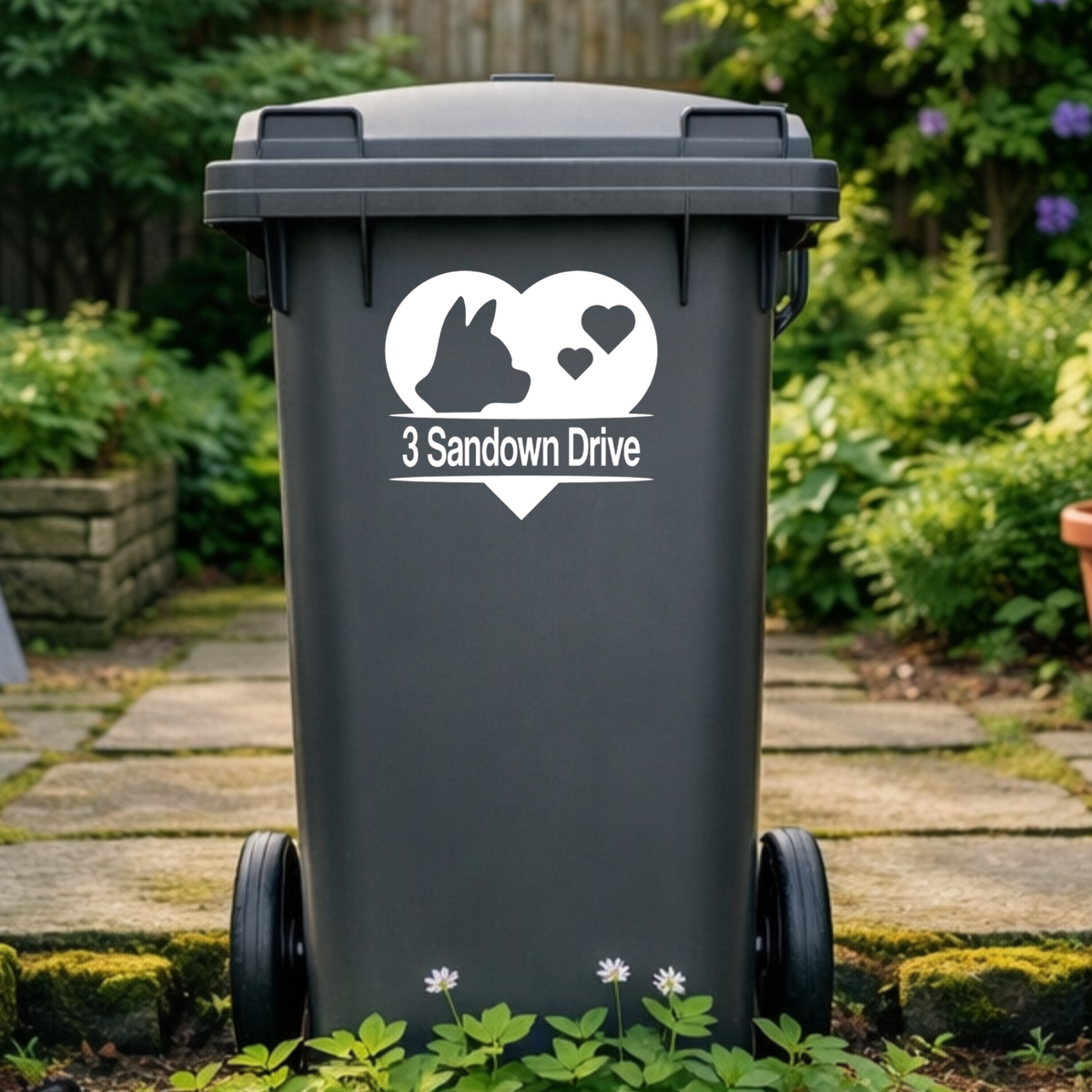 Dog Heart Wheelie Bin Address Stickers