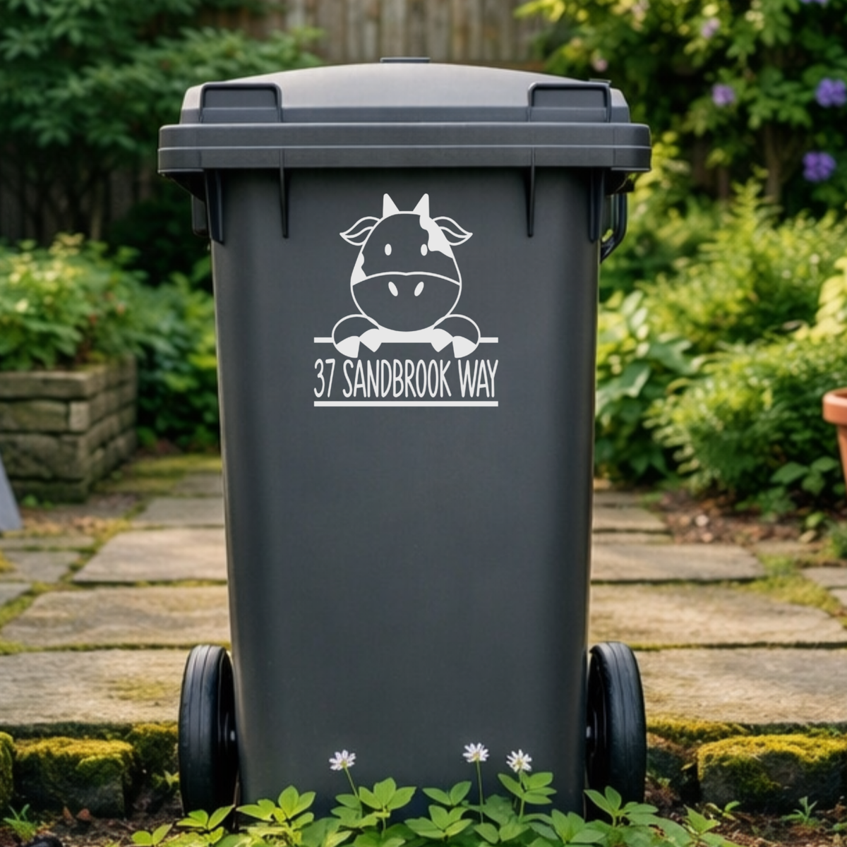 Cute Cow Wheelie Bin Address Stickers