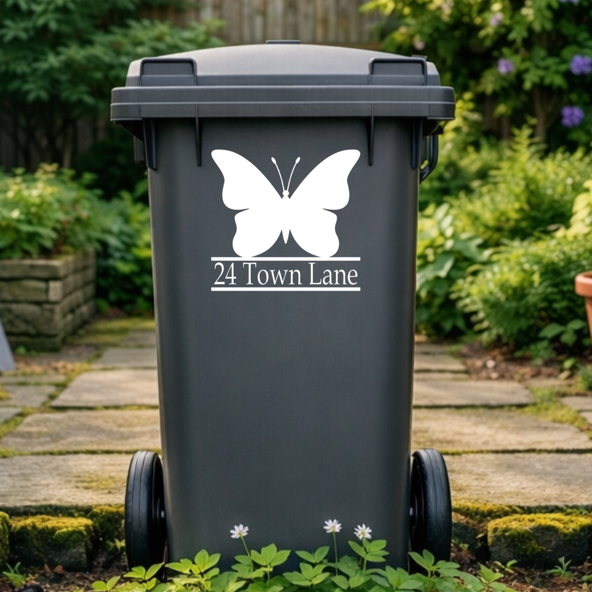 Butterfly Border Line Wheelie Bin Address Stickers