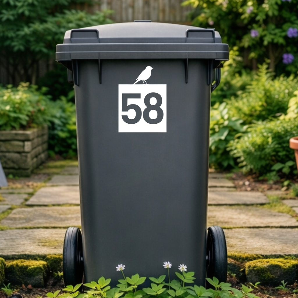 Birdie Square Wheelie Bin Number Stickers