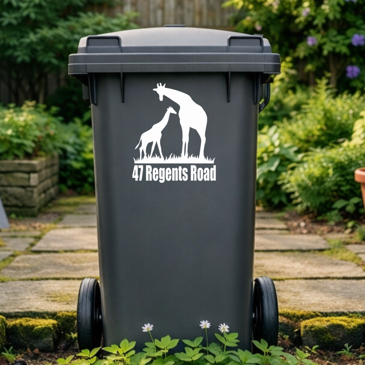 Giraffe Love Wheelie Bin Address Stickers
