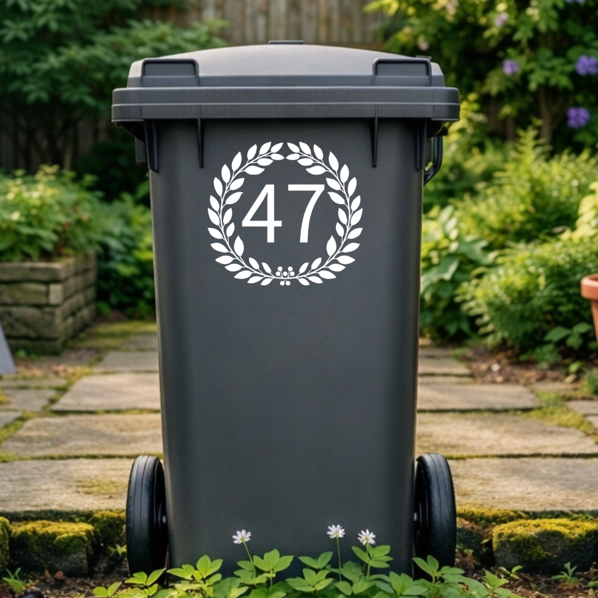 Wreath Leaves Wheelie Bin Number Stickers