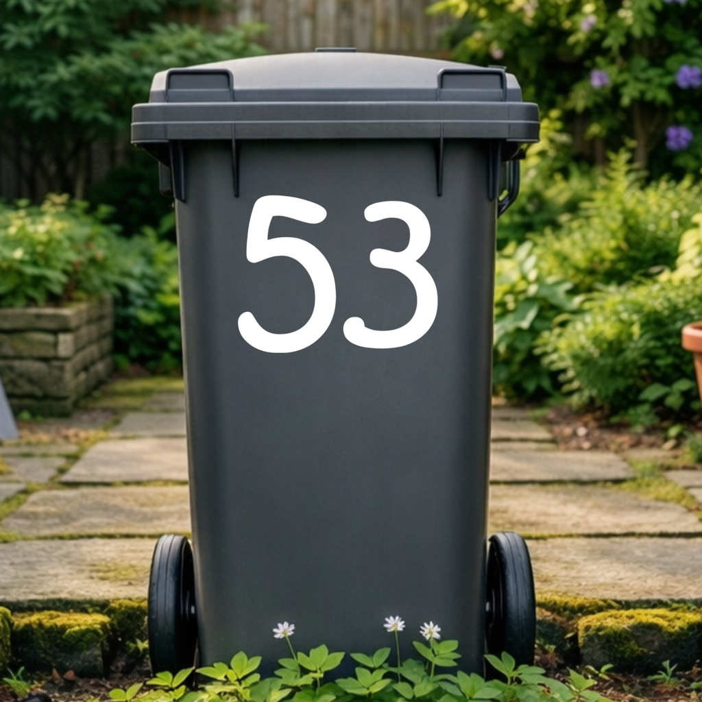 Curvy Wheelie Bin Number Stickers