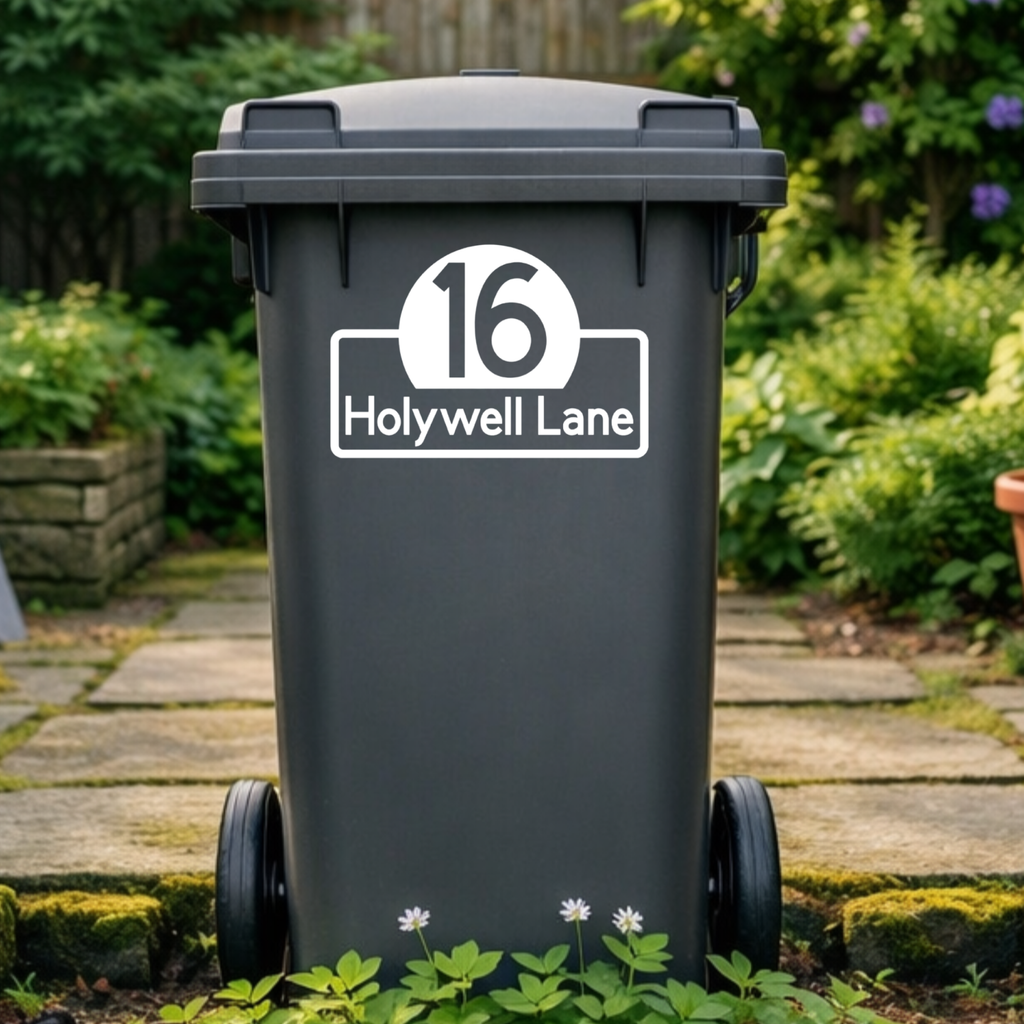 Circle Rectangle Wheelie Bin Address Stickers