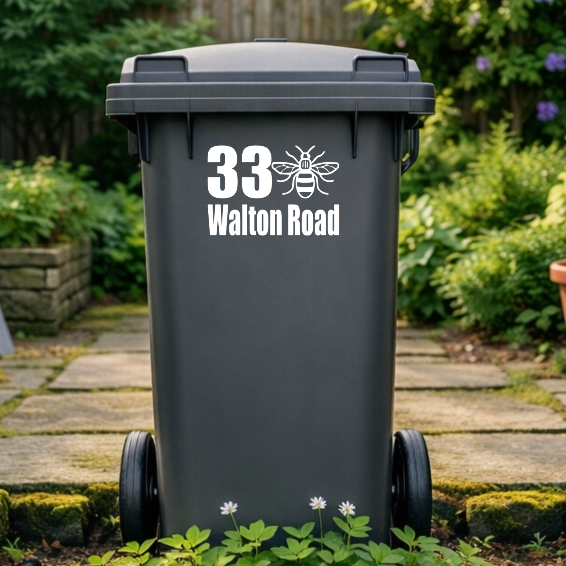 Manchester Bee Border Wheelie Bin Address Stickers