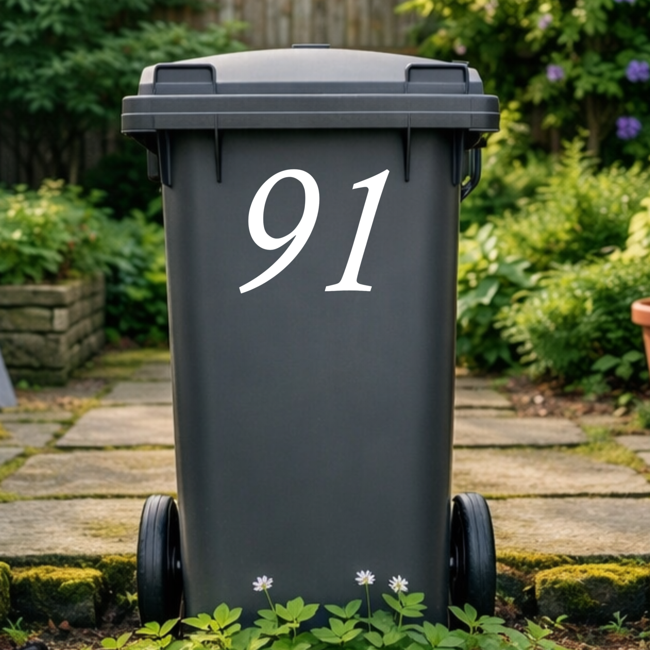Italic Wheelie Bin Number Stickers
