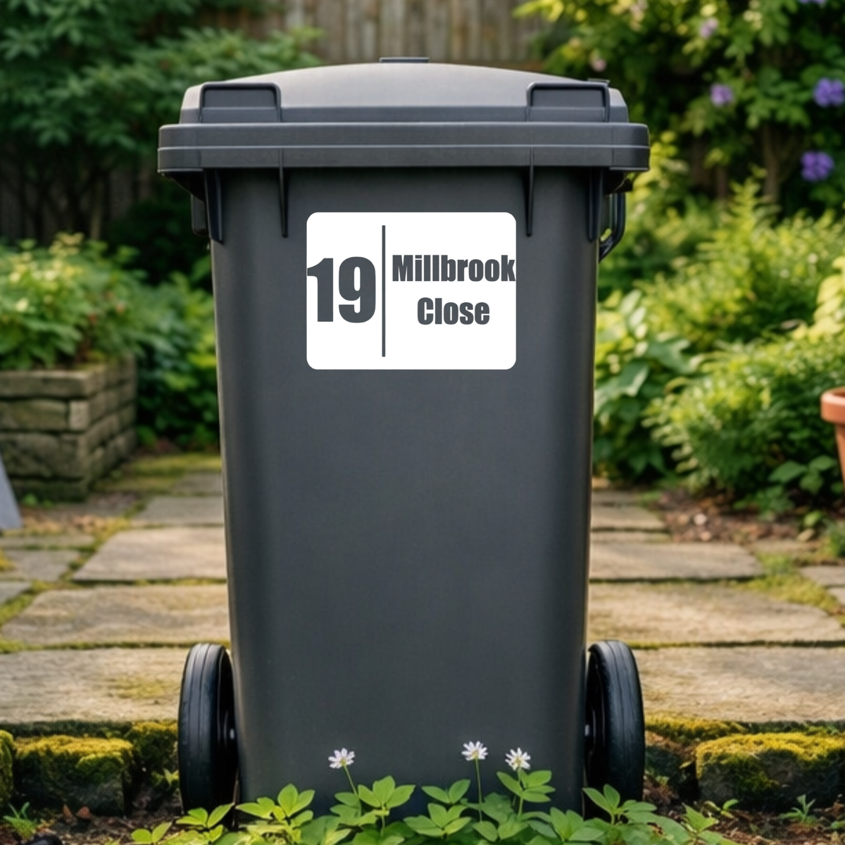 Rectangular Plaque Wheelie Bin Number Address Stickers