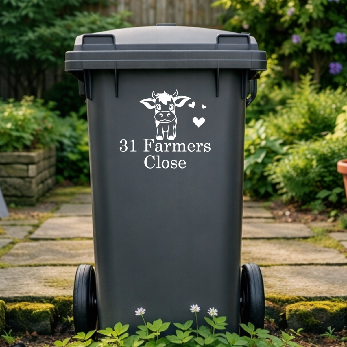 Cutie Cow Wheelie Bin Address Stickers