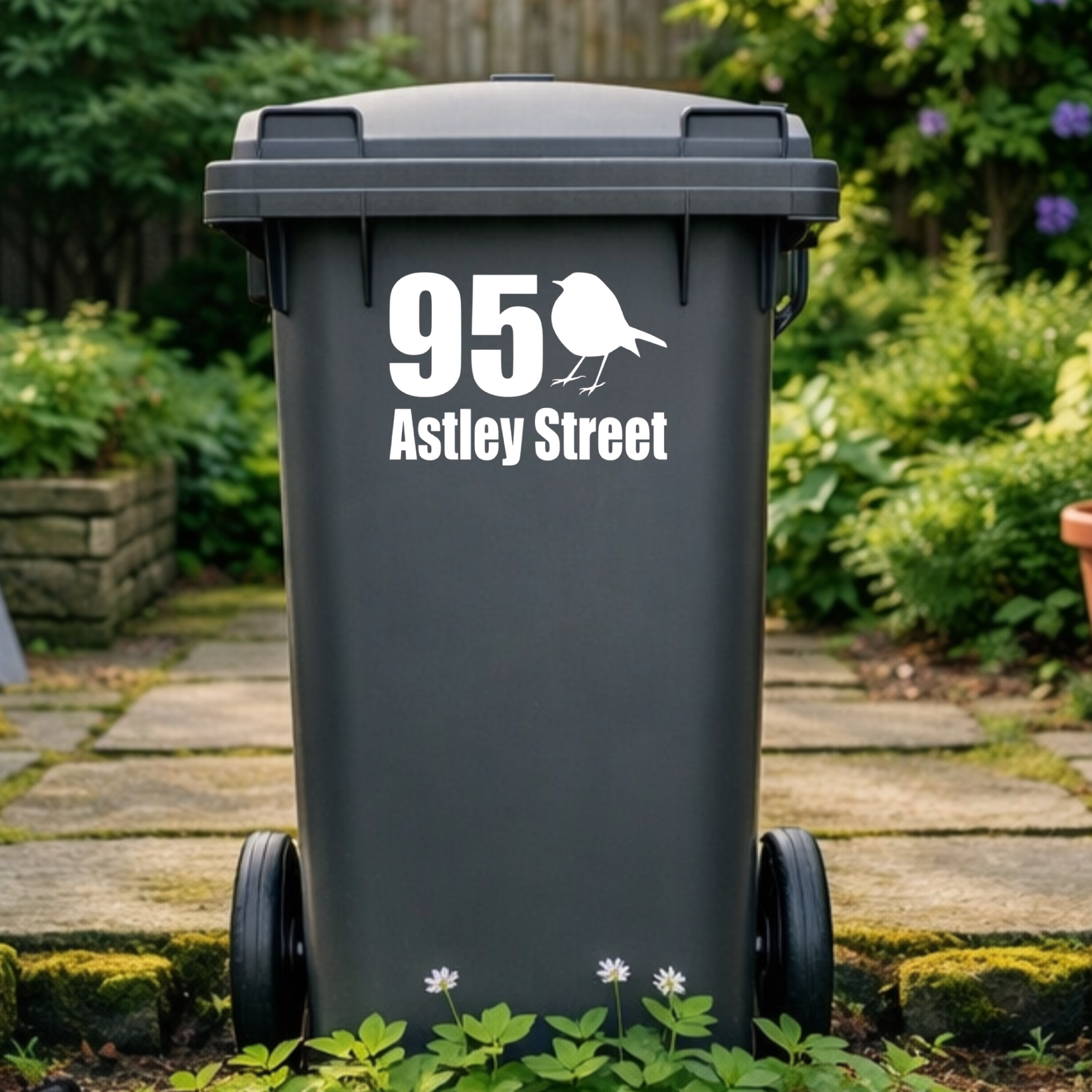 Birdie Border Line Wheelie Bin Address Stickers