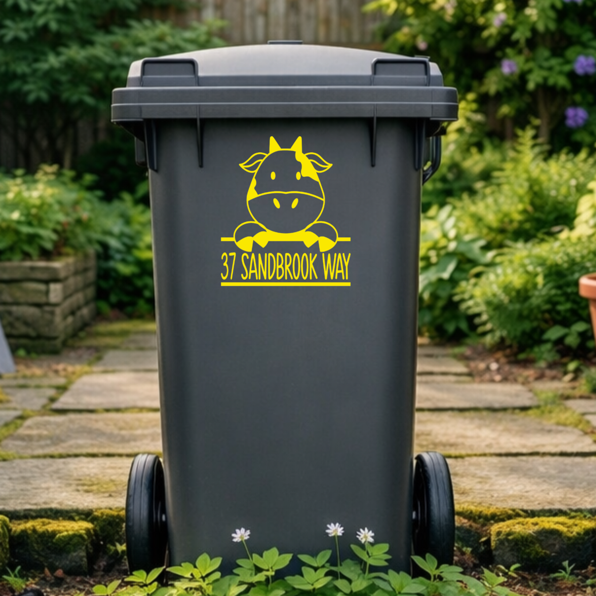 Cute Cow Wheelie Bin Address Stickers