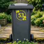 Flower Power Wreath Leaves Wheelie Bin Number Stickers
