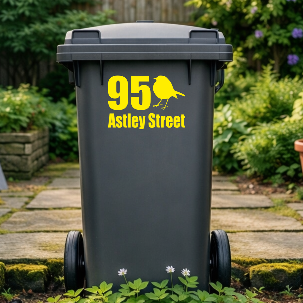 Birdie Border Line Wheelie Bin Address Stickers