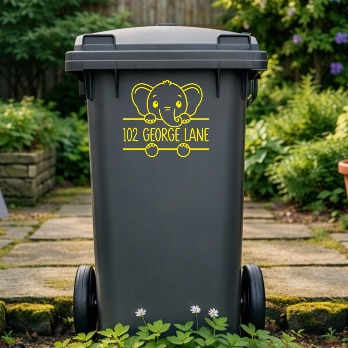 Elephant Border Wheelie Bin Address Stickers