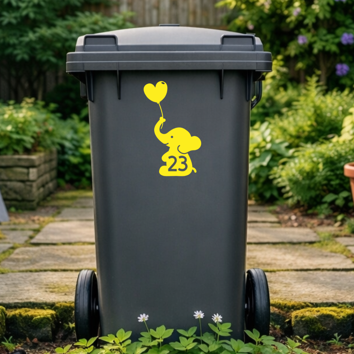Elephant Balloon Wheelie Bin Number Stickers