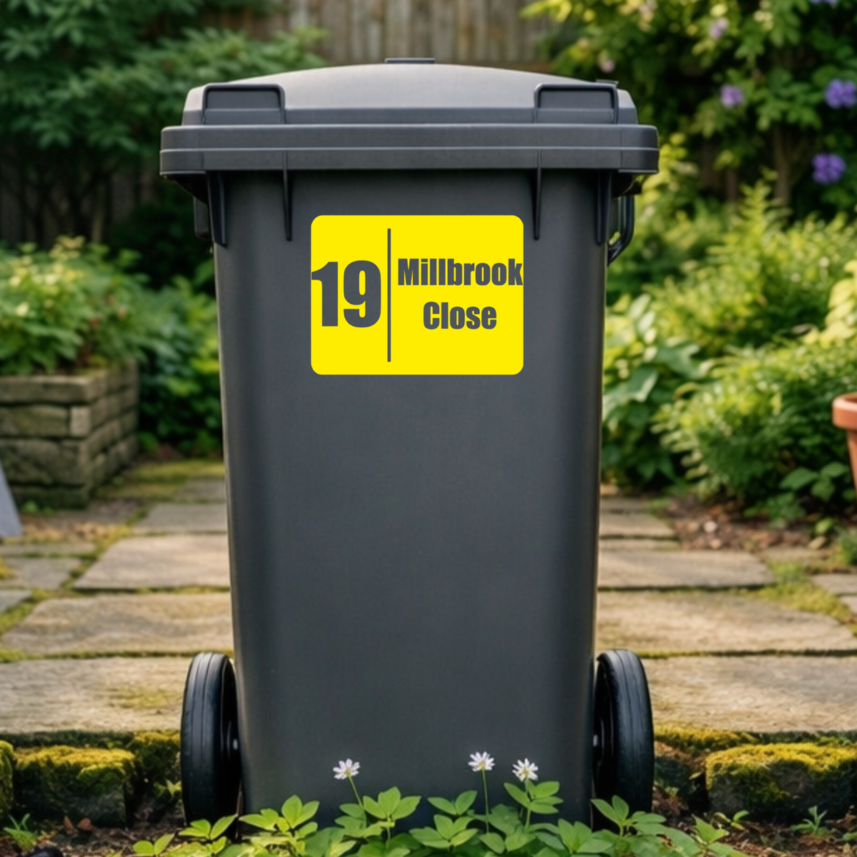 Rectangular Plaque Wheelie Bin Number Address Stickers